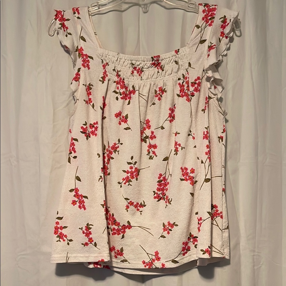 Floral White and Pink Women's Top